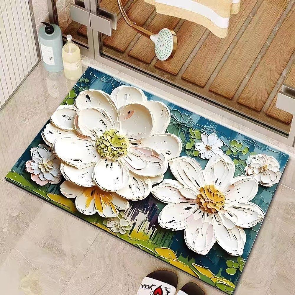 3D Floor Mat Little Daisy Strong Absorbent Quick Dry Foot Mats Bathroom Non-slip Soft Mats Bathroom Carpet