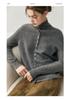 Damen Kaschmir-Strickjacke mit gerolltem Saum - Herbst/Winter Neuheit; Weicher, vielseitiger einreihiger Rollkragenpullover mit mehrknöpfigen langen Ärmeln