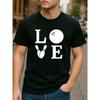 European Sizes Bowling Element "LOVE" Printed Short-sleeved T-shirt, Suitable for Outdoor Sports and Weekend Casual Wear