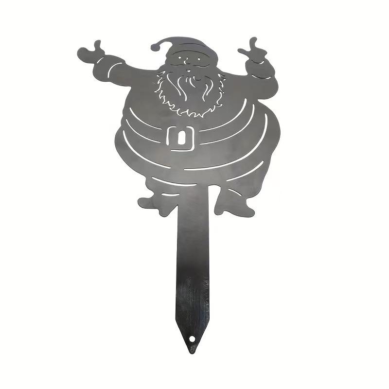 Metal Santa Claus Garden Stake Christmas Yard Decoration Outdoor Metal Art Holiday Lawn Ornament