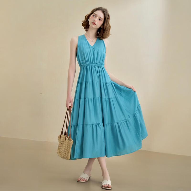 Women's French V-Neck Halter Maxi Dress