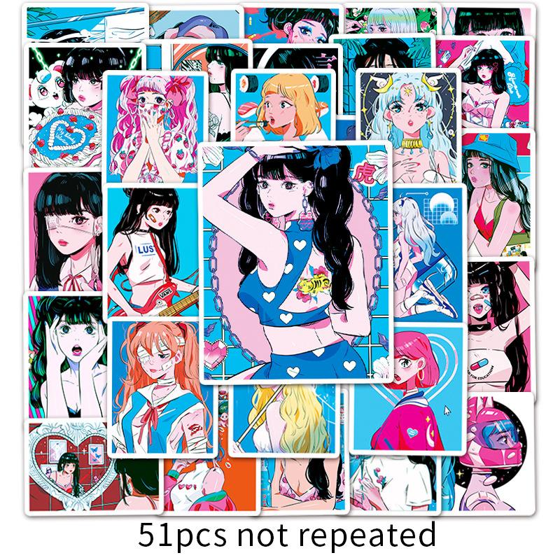 51 Pictures of Baby Sweetheart Girl Personality DIY Doodle Suitcase Notebook Car Refrigerator Water Cup Stickers