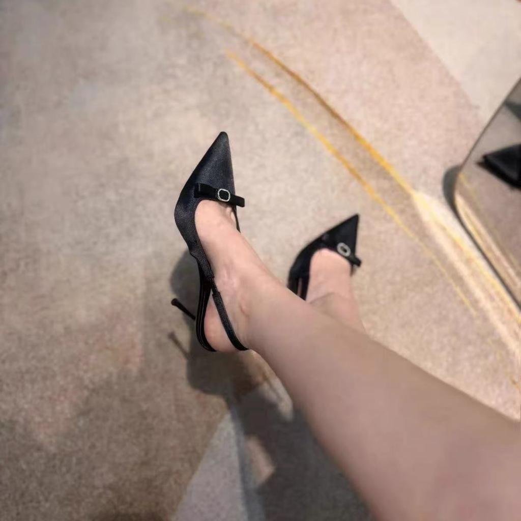 2025 Summer Women's Fashion Pointed Toe High Heels Sexy Luxury Designer Super Heels Elegant Bow Shoes Party Club Sandalias
