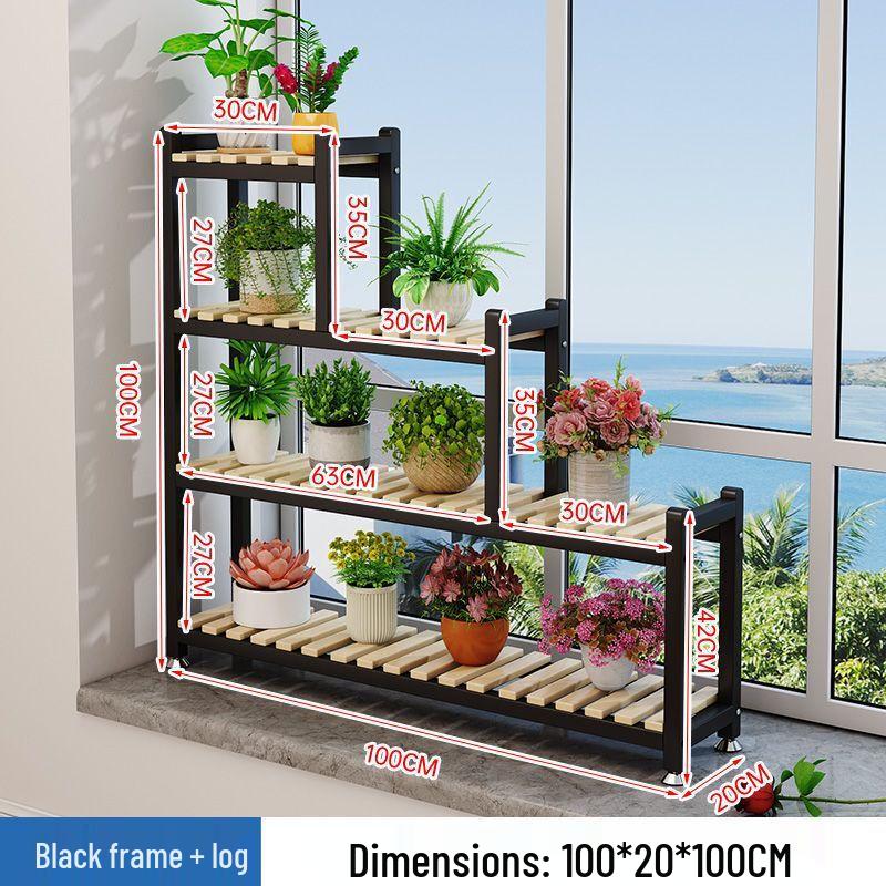 Tiered Iron Art Balcony Flower Rack