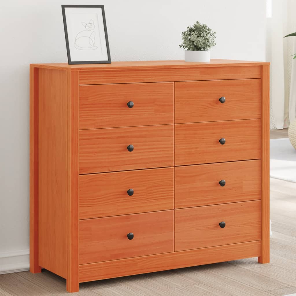Sideboard Wachsbraun 100 x 40 x 90 cm Massivholz Kiefer