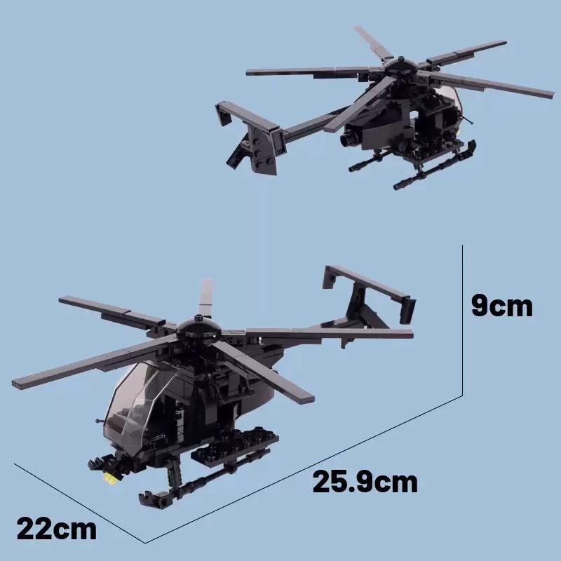 Little Bird Helicopter AH-6 MH-6 Aircraft Assembly Model MOC Building Block Toy Military Series Display Piece Children's Gift