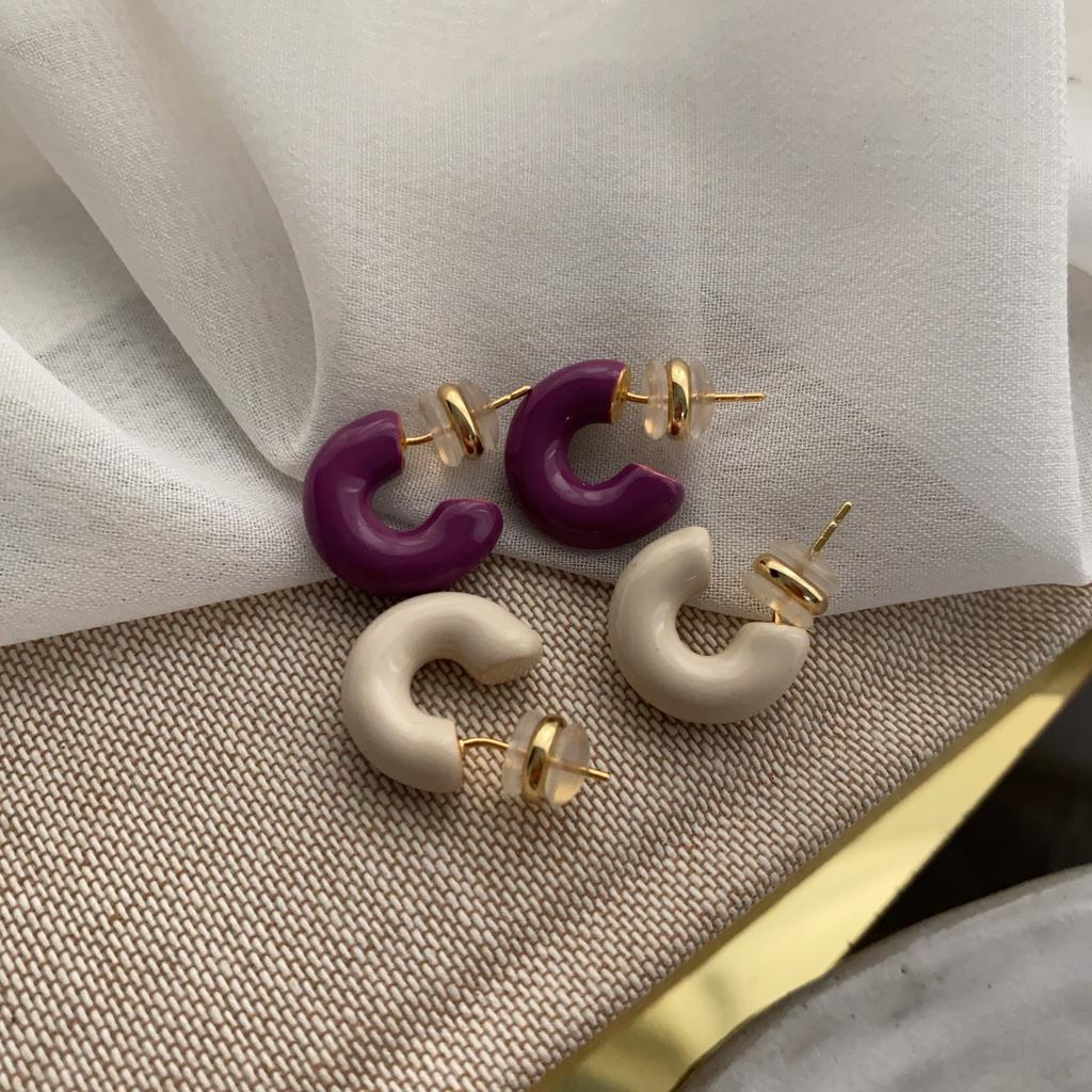 Retro Light Luxury High-End C-Type Oil Drip Earrings Women'S Earrings Irregular Special-Shaped Personalized Earrings