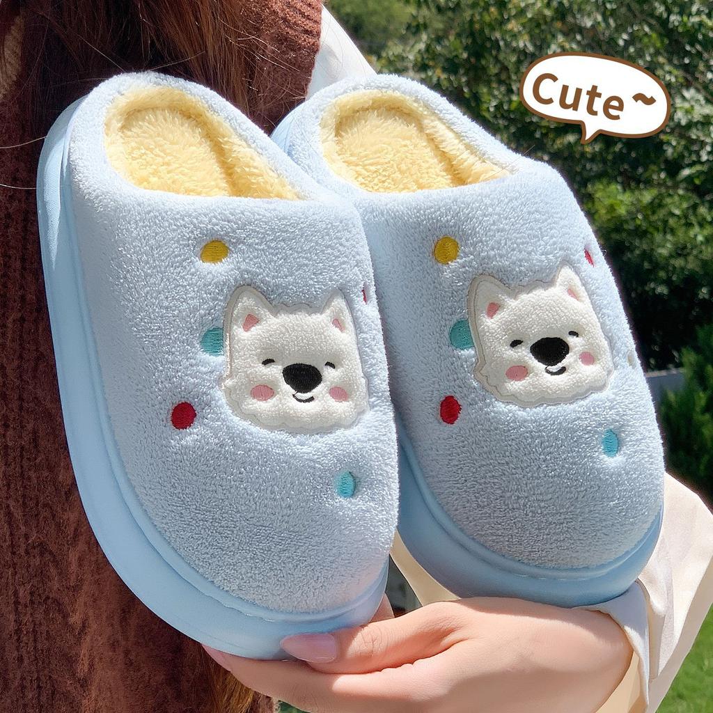 Cute Plush Cotton Slippers Winter 2025 New Home Non-slip Soft Bottom Thick Bottom Couple Indoor Warm Slippers