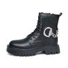 Moda Nuevas Botas de Motocicleta Negras para Hombre Marrón con Cordones Punta Redonda Plataforma Botines Botas Western Talla 38-45
