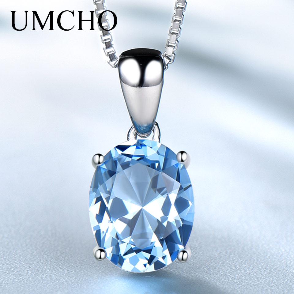 Umcho Genuine Pendants Necklaces for Women Gemstone Jewelry
