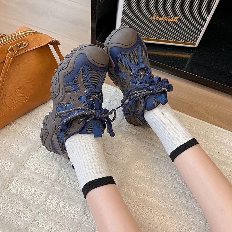 Leather big head ugly Gump shoes women's 2025 new breathable mesh outdoor sports leisure hiking hiking shoes