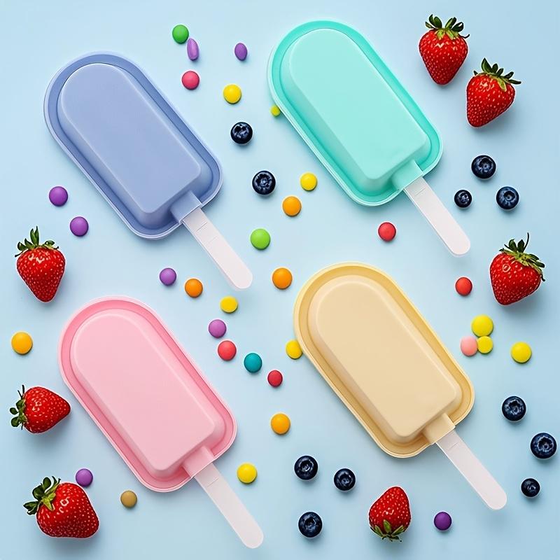4pcs Silicone Ice Cream Molds with Lids , Reusable and BPA Free, Perfect for Home Fun, Summer Desserts, Popsicle Molds