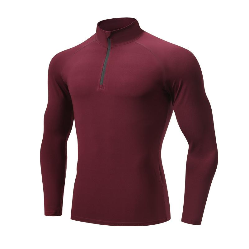 Men's Spring Autumn High Elastic Turtleneck Sports Fitness Shirt Long Sleeve Half Zipper Basketball Running Workout Top