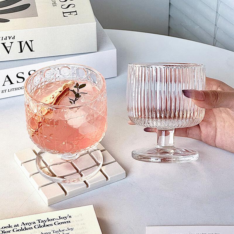 OLOEY Vintage Gemstone Pattern Short-Stemmed Cocktail Glasses