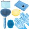 6-teiliges Haustierpflege-Set mit Massage-Badebürste, beidseitigem Fellkamm, saugfähigem Handtuch für Hunde
