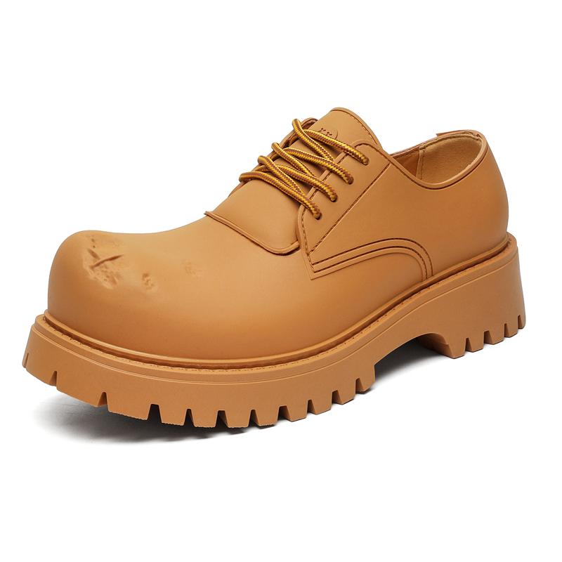 

Высококачественный британский уличный стиль, повседневное платье для подростков, повседневная черно-бело-желтая кожаная обувь на высокой подошве для мужчин 46 жёлтый