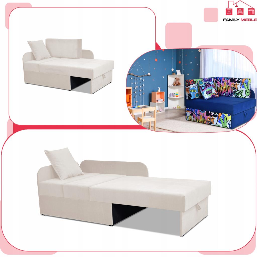 Denis Children's Corner Sofa Bed Extendable Container Children's Bed Mattress Kubuś
