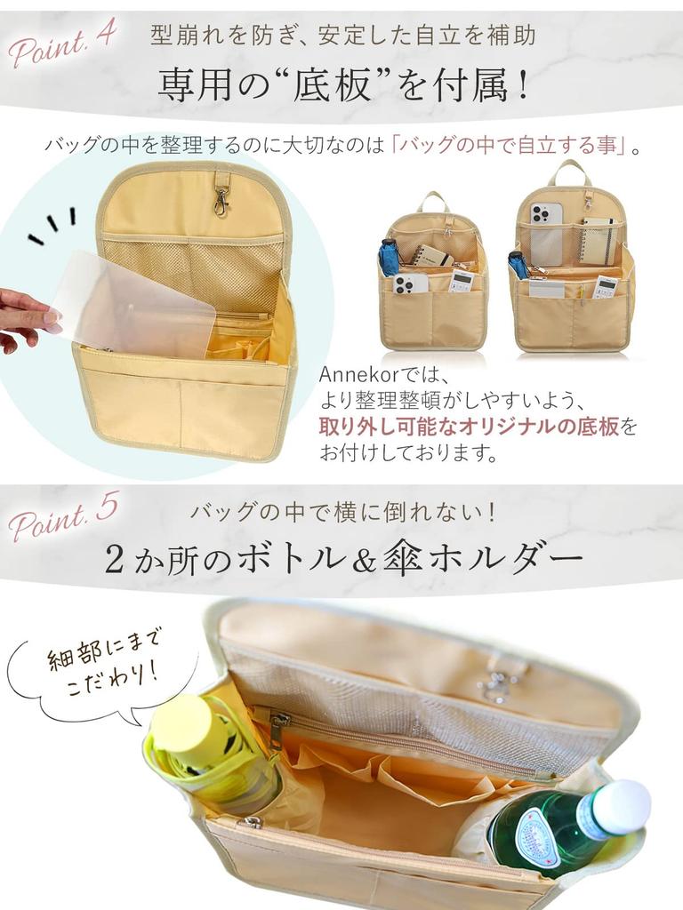 Annekor Backpack by Storage with Bottom 16 Vertical Inner and Bag-in-Bag [Supervised Professionals, Plate] Pockets, Back-in-Bag Bag, Lightweight,