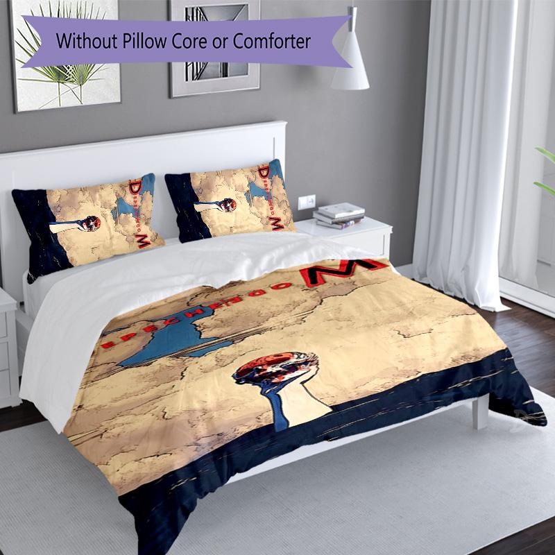 3pcs Depeches Band Mode pattern bedding set duvet cover set includes duvet cover &pillowcases, perfect all season bedroom decoration & gift