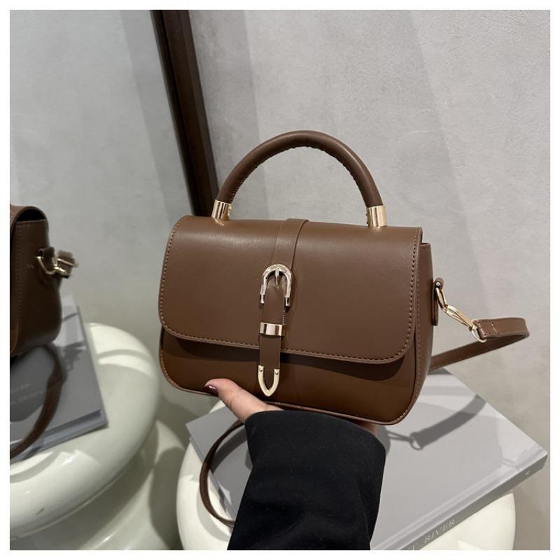 Borsa a tracolla singola, portatile, semplice, di grande capacità, con fibbia a cintura, per il pendolarismo, alla moda, con motivo a litchi