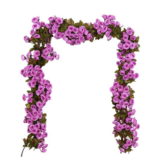 

Роза Искусственные Цветы Симуляция Лианы Реалистичный Вид Яркий Цвет DIY Искусственные Растения Лианы Свадебное Украшение фиолетовый