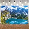Alpine Lake Mountain Scenery Photo Backdrop Seaside Natural Landscape Photography Background for Portrait Shooting Home Decor7