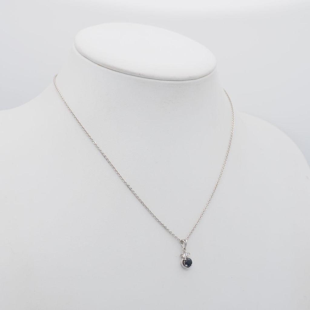 Used X301 Sapphire? Blue Spinel? THL STERLING 925 Engraved Pendant Necklace Diamond Style Glass Design Silver