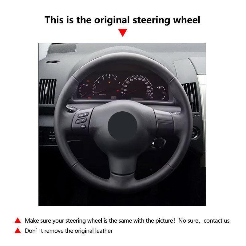 Car Steering Wheel Cover Trim Black Hand-stitched Microfiber Leather for Toyota Corolla 03-06 Caldina RAV4  Scion tC xA xB
