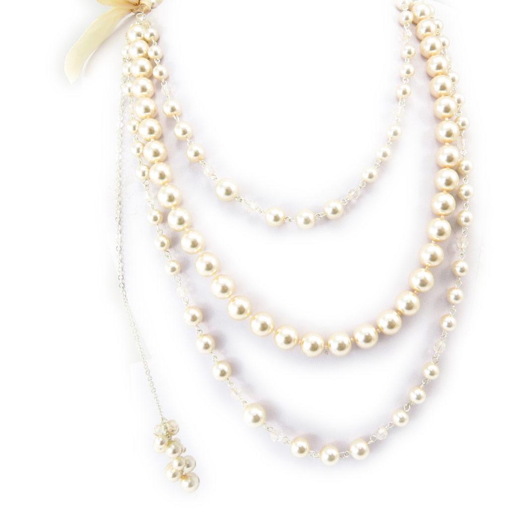 Les Trésors De Lily [K2793] - Ecru 'Sissi' Designer Necklace