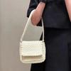 Woven Leather Crossbody Bag Women Shell Shape Shoulder With Lock Medium Size Soft Genuine Cowhide