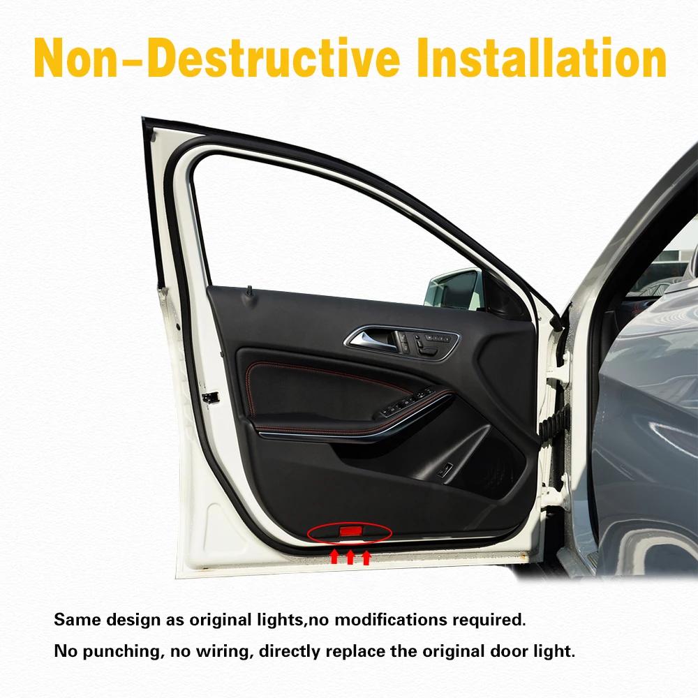 Fzpxb5 2026 Hot Car Sticker 2X LED Car Door Welcome Logo Projector Ghost Shadow Light Accessories For Mercedes Benz C Class W203 SLK R1