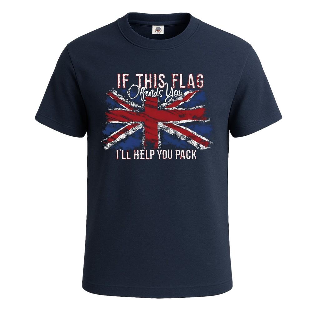 If this flag offends you union jack britain tshirt for mens novelty uk tee top 2XL