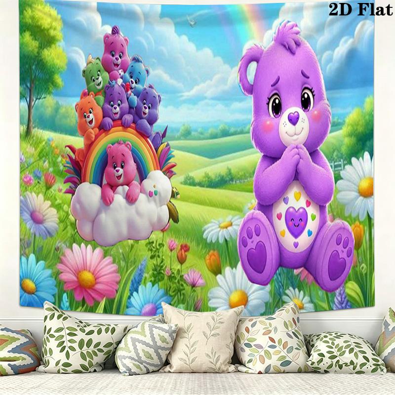 Cartoon Care bears Wall Tapestry Aesthetic Wall Hanging Printed Fabric Blanket Decorative Tapestries for Bedroom Living Room Home Decor