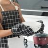 1pcs  Grid Cotton And Linen Kitchen Insulated Gloves, Thick And Heat-Resistant, Microwave Oven Baking Heat-Resistant Gloves