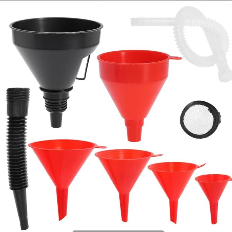 1 Set Kunststoff-Öltrichter Rechtwinkliger Trichter Auto Motorrad Mehrkalibriger Betankungstrichter-Kit Abnehmbare Düse Und Filter