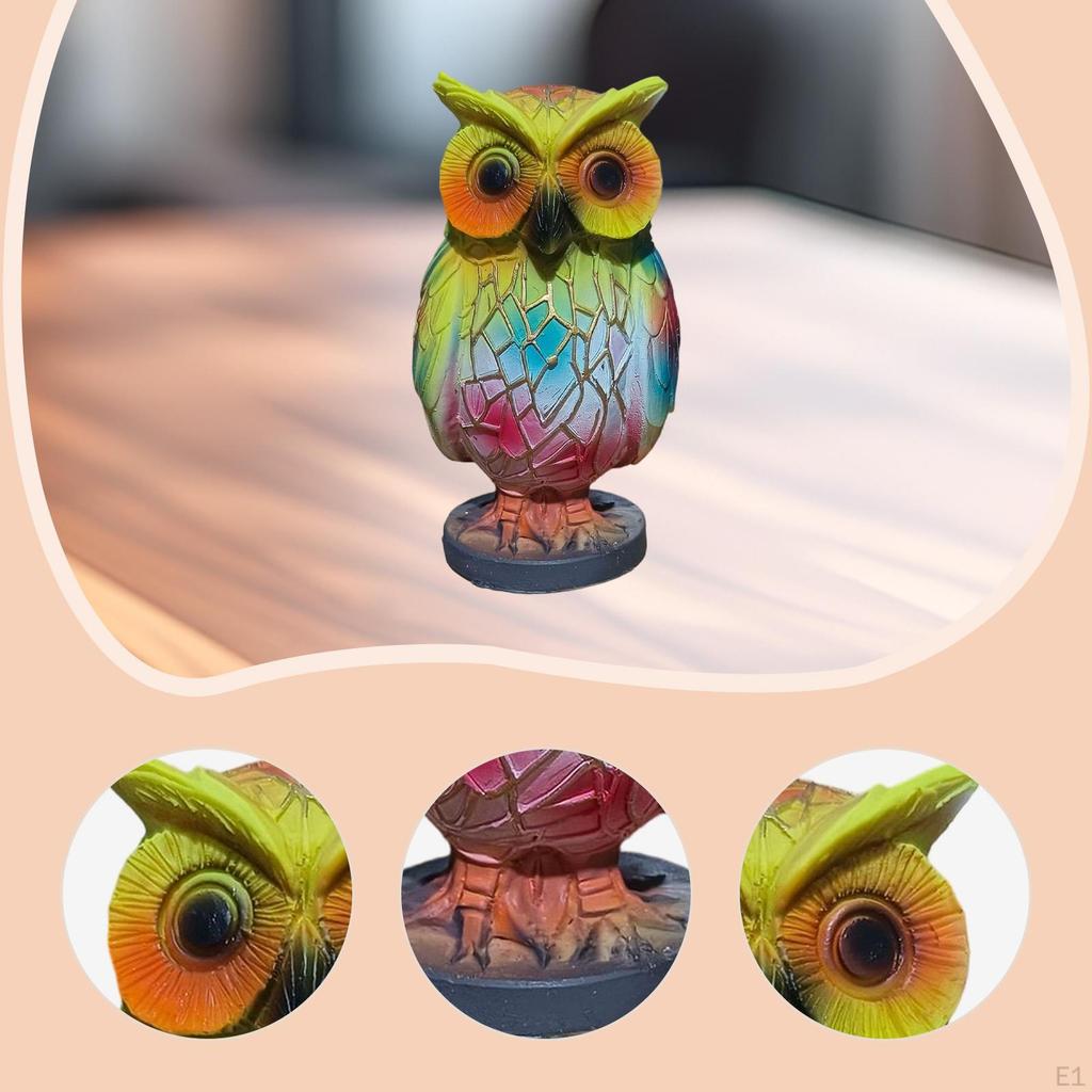 Animal Lamp Night Light Reading Lighting Ornament Portable Owl Figurine Desk for Bedroom