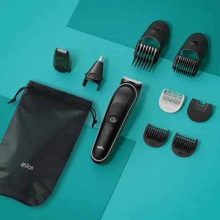 Braun MGK5410 Tondeuse à barbe, Tondeuse à cheveux, Tondeuse corps, Tondeuse nez &amp; oreilles lavable noir