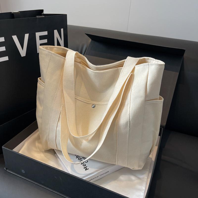

Stylish Street Fashion Canvas Tote Bag For Women With High Capacity білий
