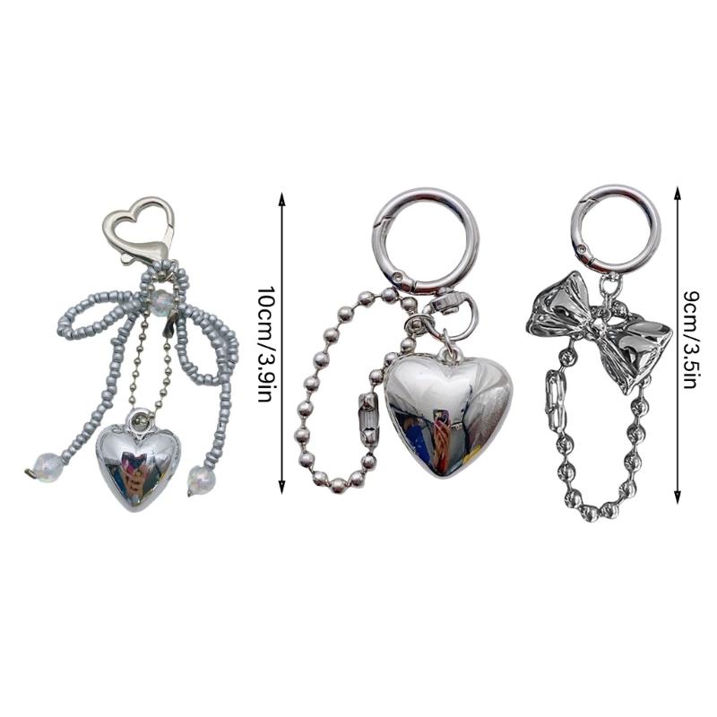 Romantik Stilvolles Liebesherz Anhänger Schleife Schlüsselanhänger Accessoire Stilvoller Schlüsselhalter für Frauen Robuster Metall Auto Schlüsselanhänger