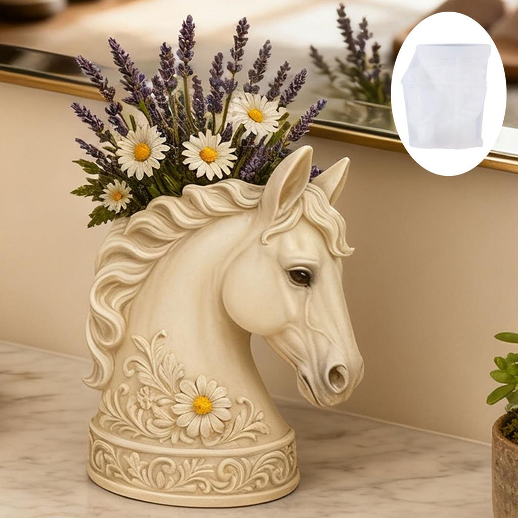 Horse Aromatherapy Candle Cup Silicone Mold DIY Handmade Concrete Gypsum Storage Box Plant Flowerpot Mold