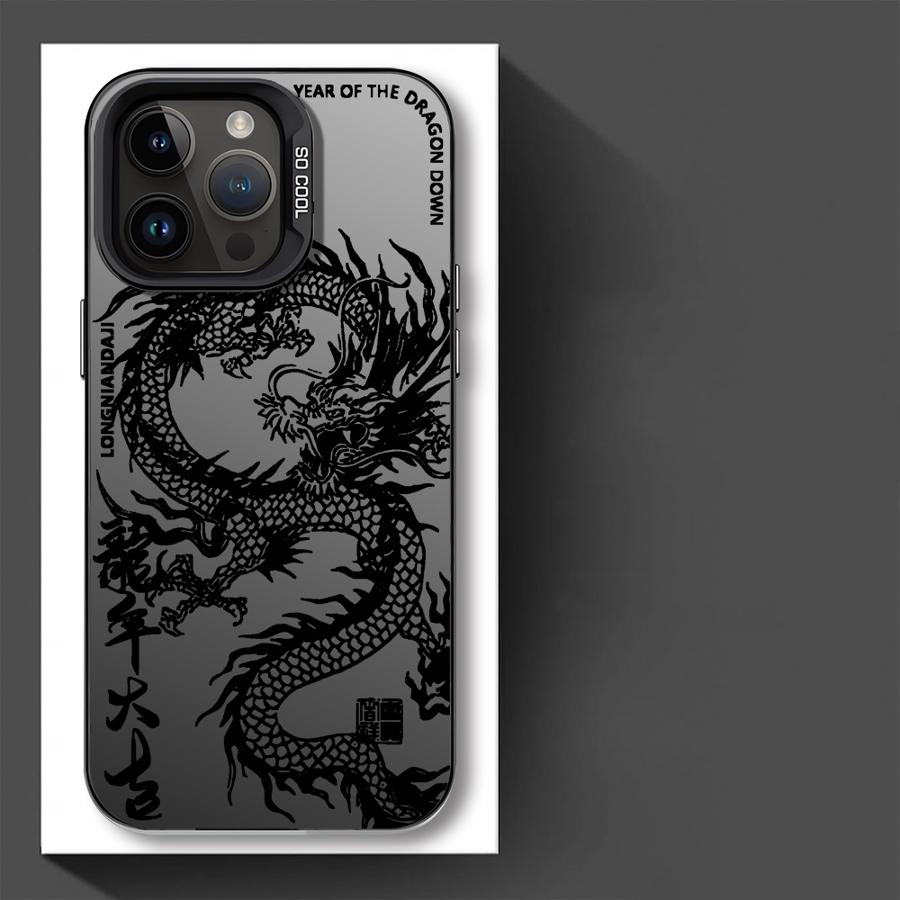 Phone Case for iPhone 17 Air 11 12 13 Pro Max 14 15 16 Plus 16e Soft Shell Fashion Totem Dragon