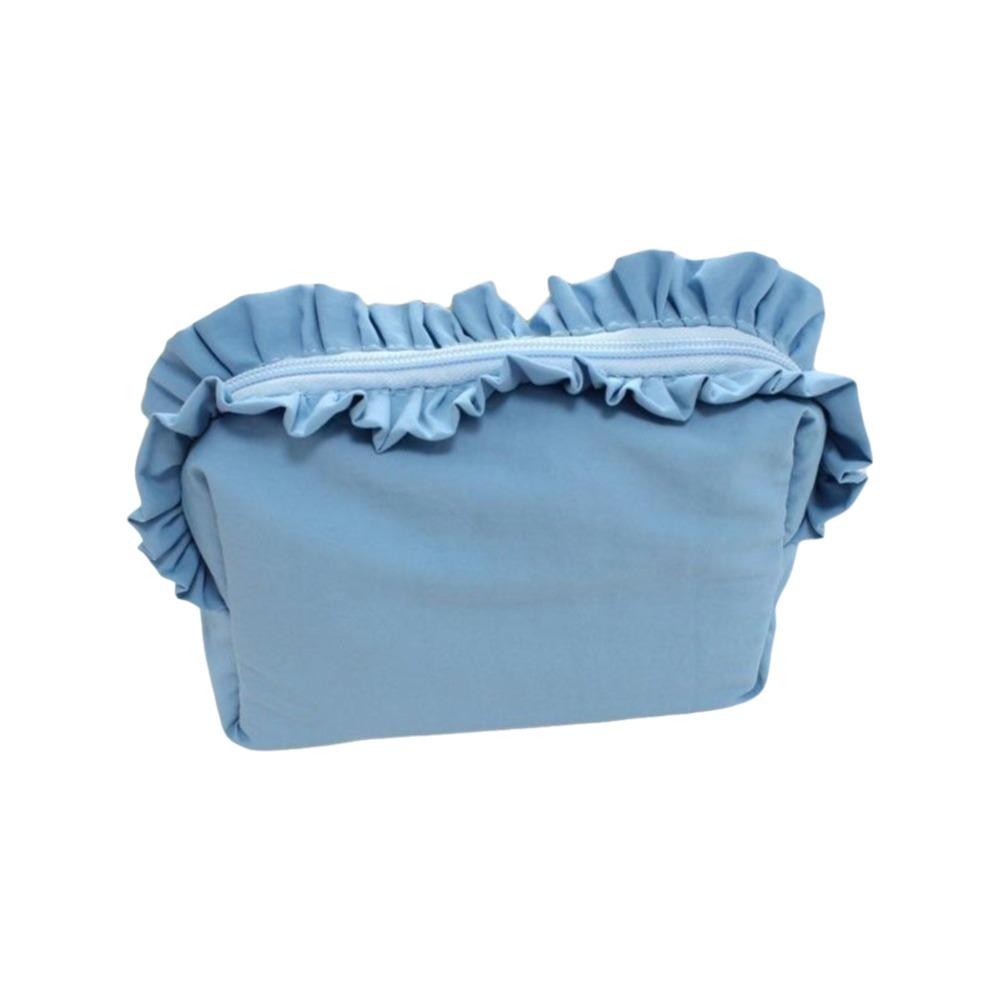 Solid Color Ruffle Makeup Bag Large Capacity Toiletry Organizer Creative Cosmetic Cases  Travel