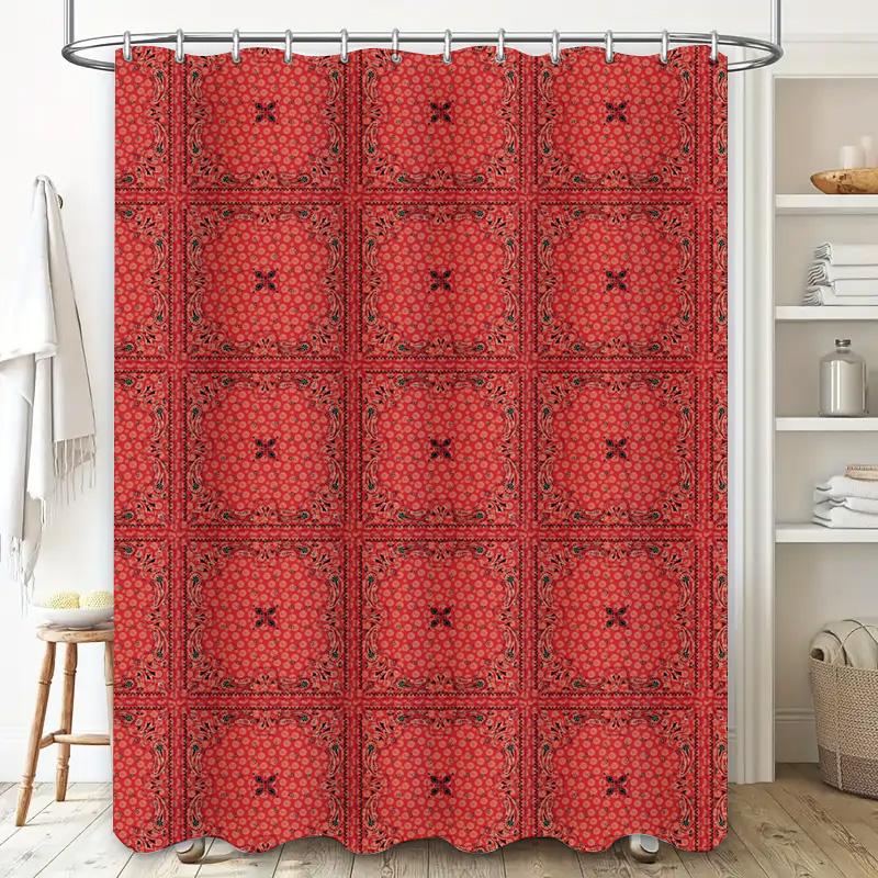 Rustic Red Bandana: Classic Western Pattern Shower Curtain For A Vintage And Bold Bathroom Dcor