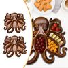 Wooden Octopus Charcuterie Platter Portable Multipurpose House Warming Gifts Cheese Tray for Nuts Snacks Spice Fries Chips