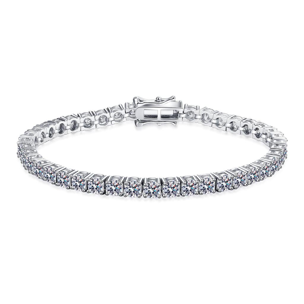 Xin De Yi 925 Sterling Silver Women's Tennis Bracelet with Moissanite Stones