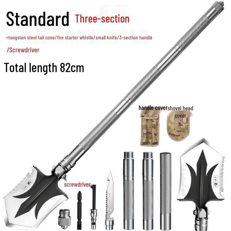 Lang Shen Multifunctional German Steel Entrenching Tool: Outdoor Self-Defense, Folding Shovel for Fishing and Military Use