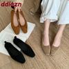 Fashion Luxury Female Square Toe Ladies Flats Slip On Shoes Soft Shallow Footwear Fashion Flock Flats With Shoes For Women  Lady