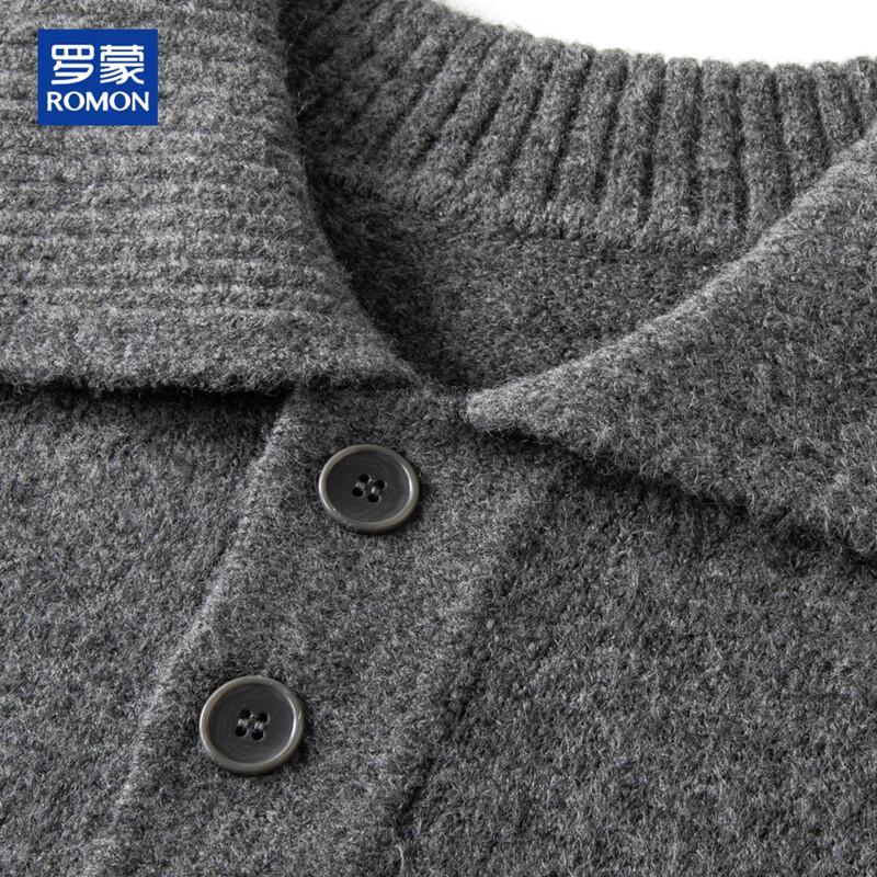 ROMON Men's Button-Placket Knit Polo Sweater