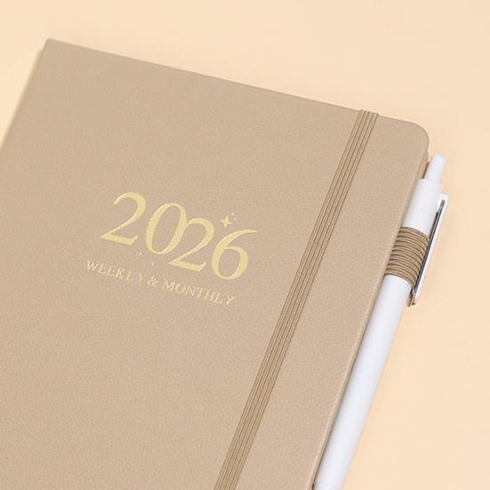 2026 Planner A5 Notebook 144 Sheets Hardcover Daily Journal Calendar Multifunctional Work-Life Balance Schedule for Travel College Home