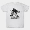 Asian Size Cotton Unisex Tshirt Print T-shirt Jesus Saves Hockey Goalie T-shirt No-Cut Print Regular Fit